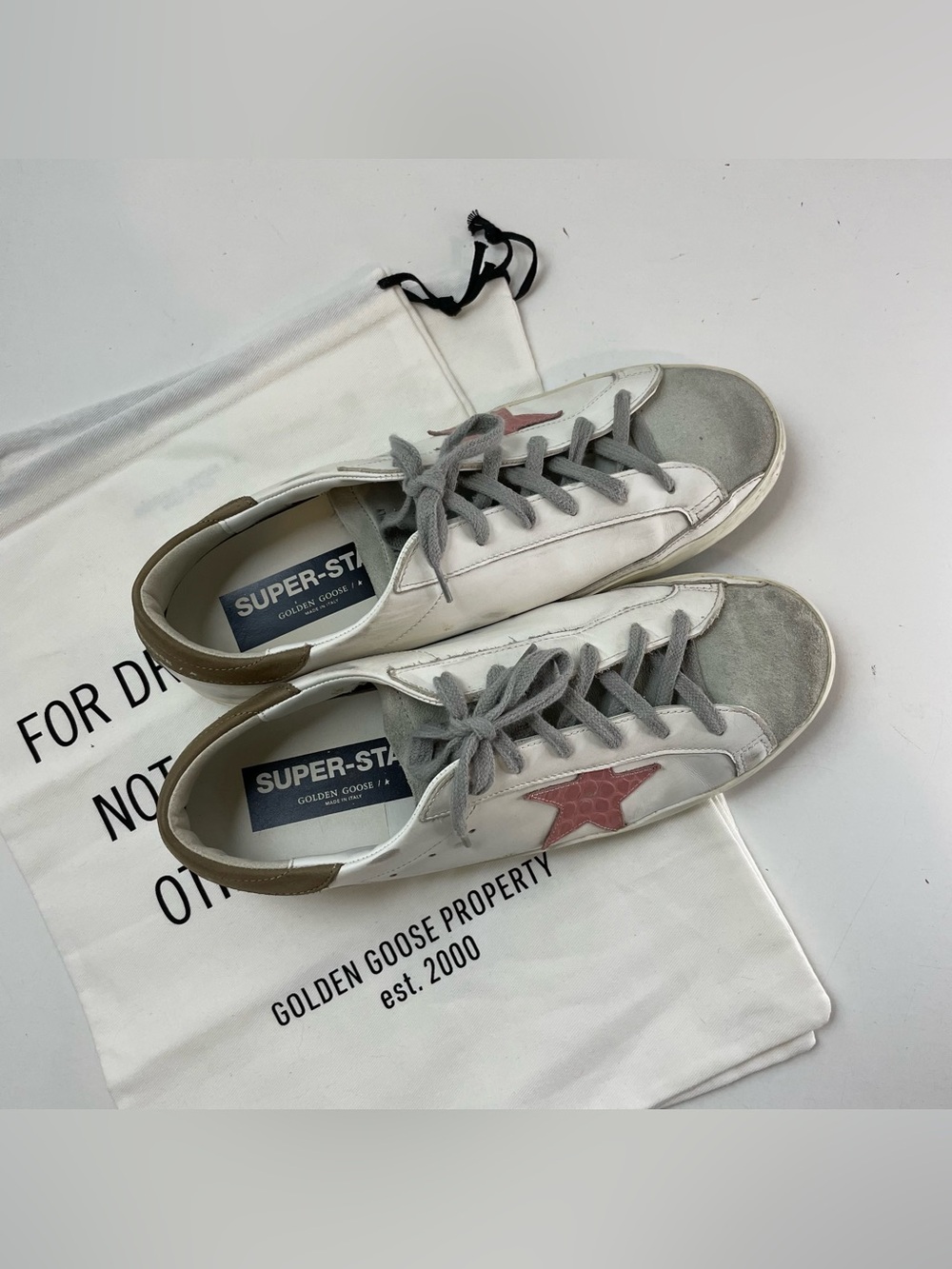 Golden Goose Super-Star White Leather Star Sneakers Men 42D 9US Made in Italy